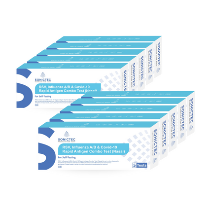 Sonictec RSV, Influenza A/B & Covid-19 Rapid Antigen Combo Test 10 x packs of 5 tests (50 x tests)