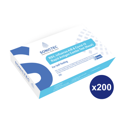 Sonictec RSV, Influenza A/B & Covid-19 Rapid Antigen Combo Test 200 x packs of 2 test (400 x tests) Carton