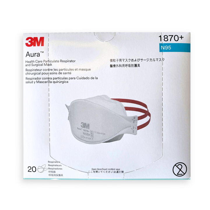 3M™ N95 Aura 1870+ Hospital Grade Respirator Headband - Box of 20 ...