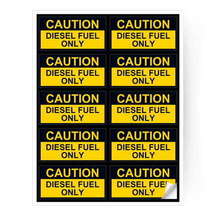 Sheet of 10 UV stickers for diesel fuel 