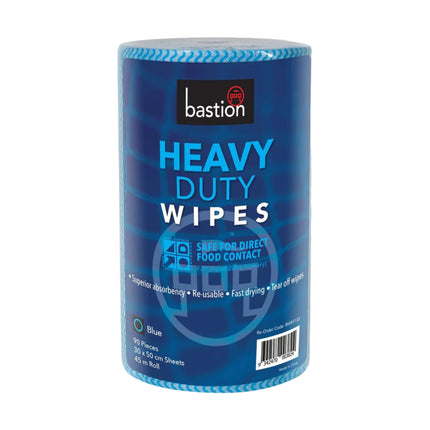 Bastion Heavy Duty Reusable Wipes Blue - 90 Sheet Rolls