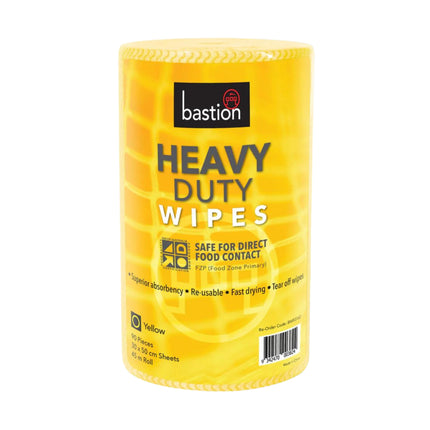 Bastion Heavy Duty Reusable Wipes Yellow - 90 Sheet Rolls