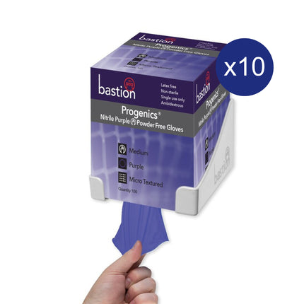 Bastion Progenics Nitrile Purple Powder Free Gloves Carton of 10