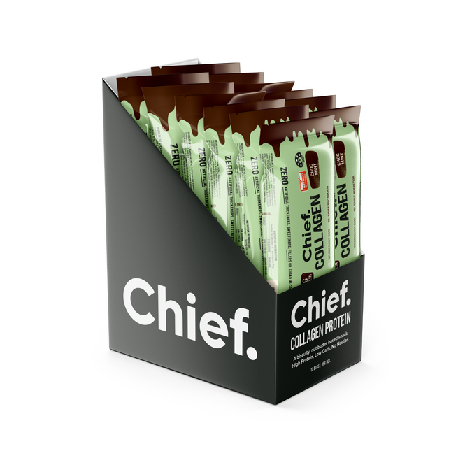 Chief Choc Mint Collagen Protein Bar Box