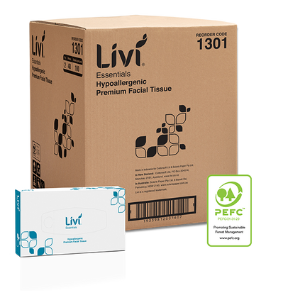 Livi Essentials Hypoallergenic Premium Facial Tissues carton