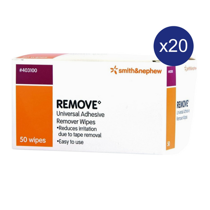 REMOVE Universal Adhesive Remover Wipes - Carton of 20 boxes of 50 403100403100