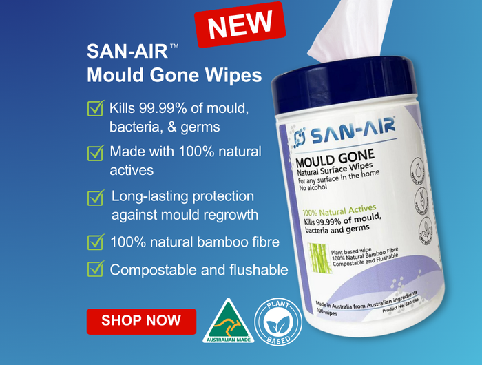 SAN AIR Mould Gone Wipes features in removing mould