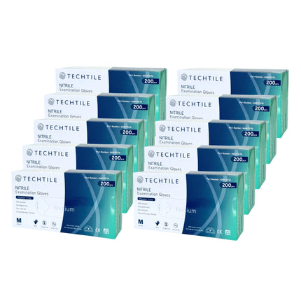 Techtile Nitrile P/F Blue Exam Gloves Medium 10 pack