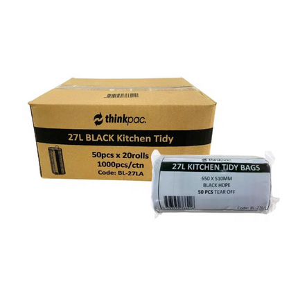 ThinkPac 27L Kitchen Tidy Black Bin Liner