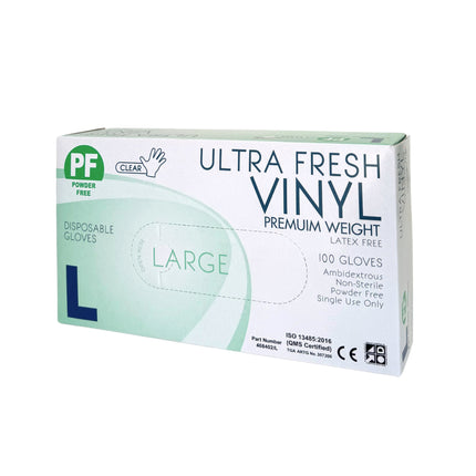 Ultra Fresh Powder Free Vinyl Clear Gloves Large