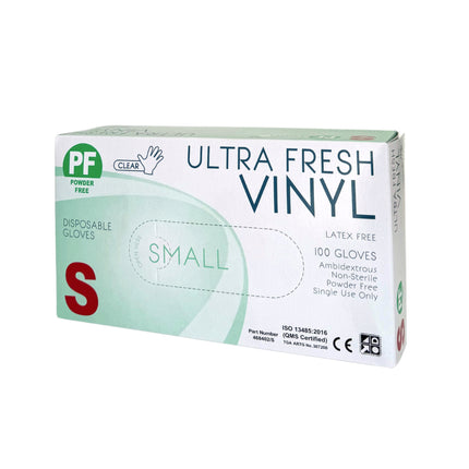 Ultra Fresh Powder Free Vinyl Clear Gloves Small