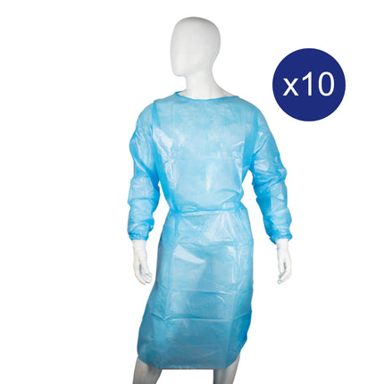 Ultra Health Disposable Isolation Impervious PP/PE Gown Blue