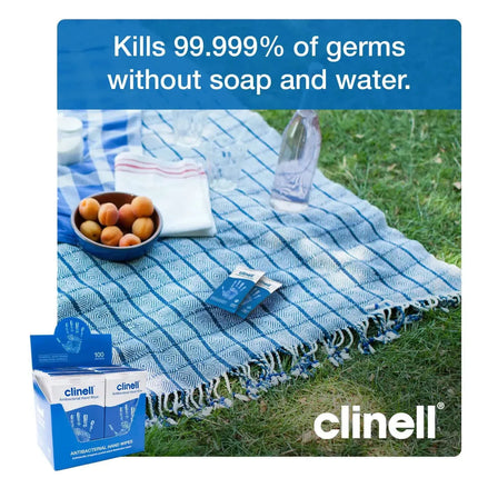 clinell antibacterial hand wipes for before food